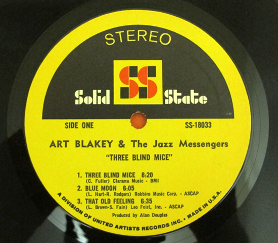 価格応談◆ART BLAKEY/3BLIND MICE◆ SOLID STATE 米3
